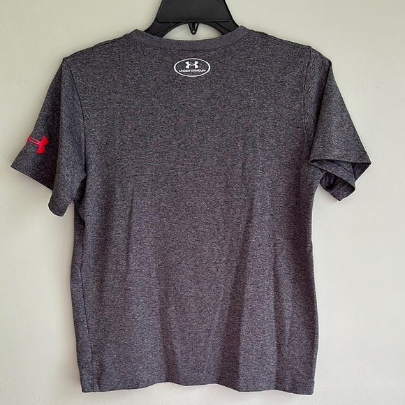 Under Armour X Marvel Gray HeatGear T-Shirt w/ Red Spider Logo Loose Fit YLG - Picture 2 of 8